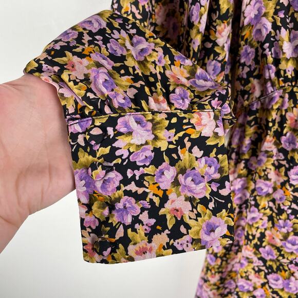 Topshop Dress 4 Dark Floral Maxi Open Back Long Balloon Sleeve Whimsigoth Fairy - Picture 4 of 10